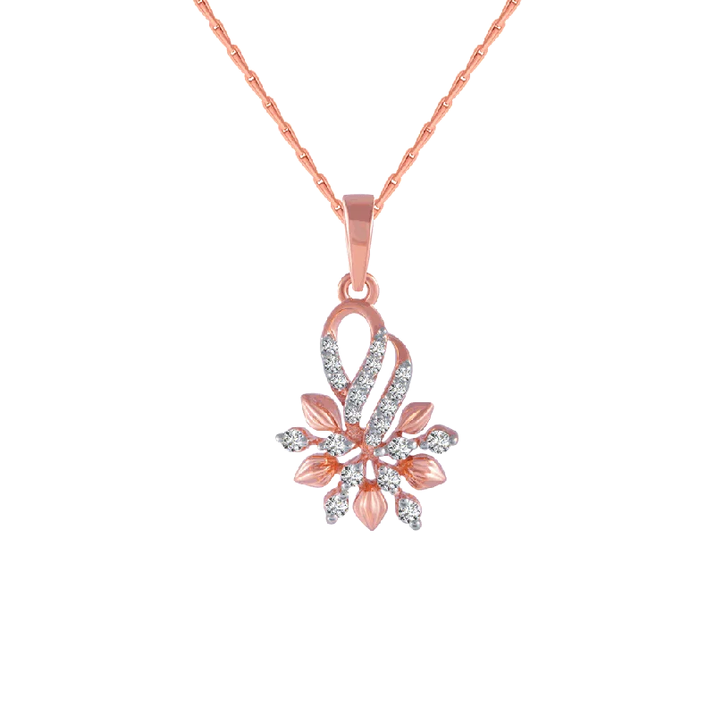 rustic opal beaded necklace-14KT (585) Rose Gold And Diamond Pendant For Women