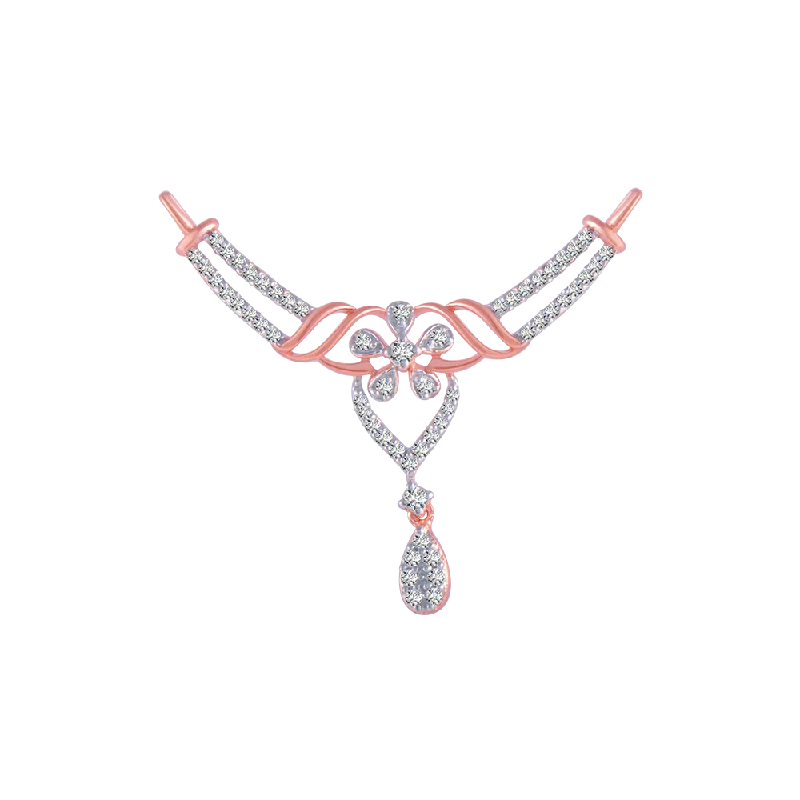 detailed filigree sapphire necklace-14KT (585) Rose Gold And Diamond Pendant For Women