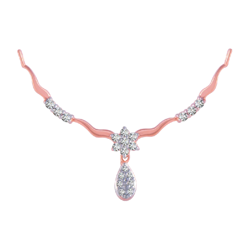 art deco sapphire necklace-14KT (585) Rose Gold And Diamond Pendant For Women