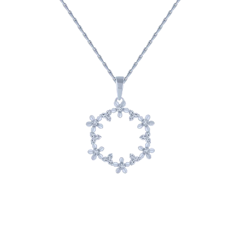 bohemian summit ridge necklace-14KT (585) White Gold And Diamond Pendant For Women