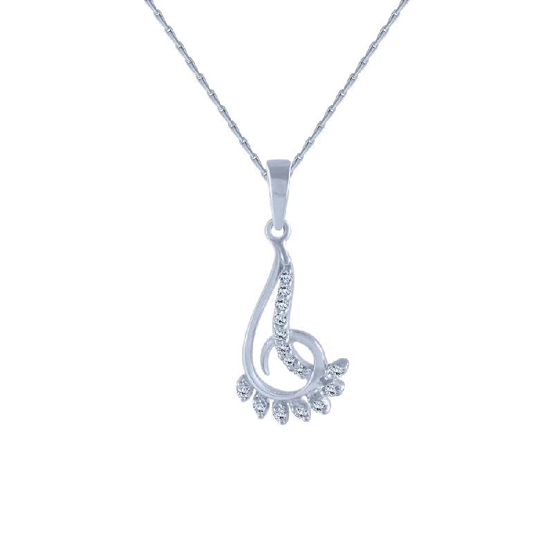 nature-themed ridge crest necklace-14KT (585) White Gold And Diamond Pendant For Women