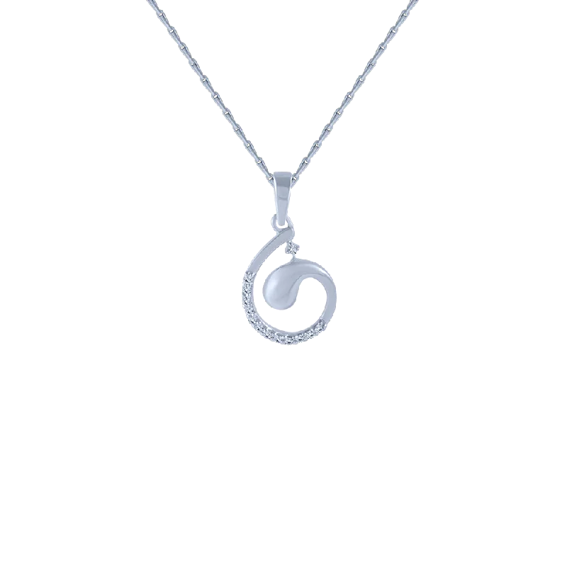 minimalist peak crest necklace-14KT (585) White Gold And Diamond Pendant For Women