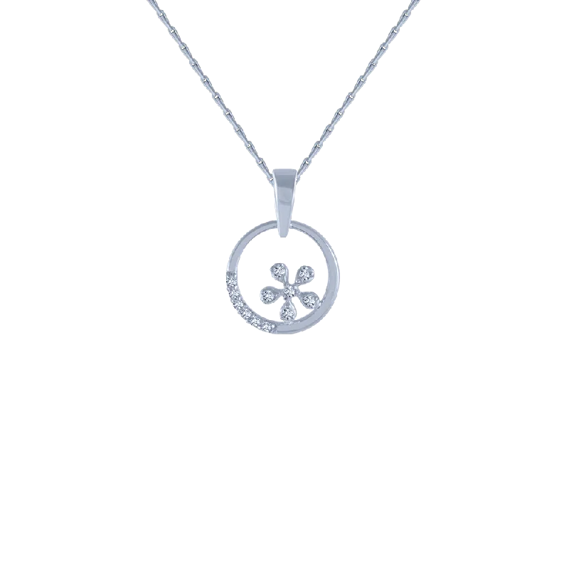 fifteen-stone drop necklace-14KT (585) White Gold And Diamond Pendant For Women