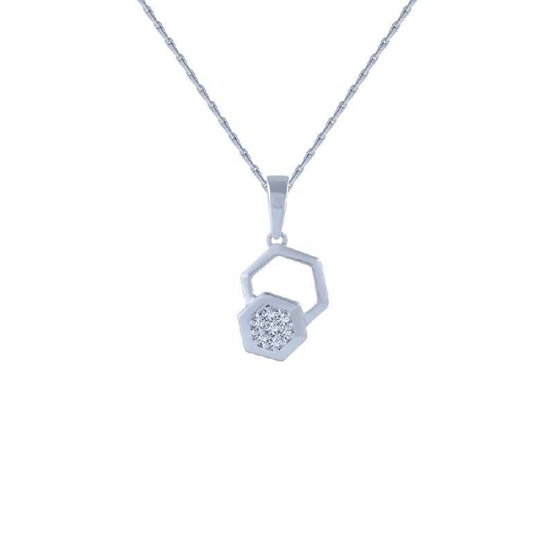 detailed filigree sapphire necklace-14KT (585) White Gold And Diamond Pendant For Women