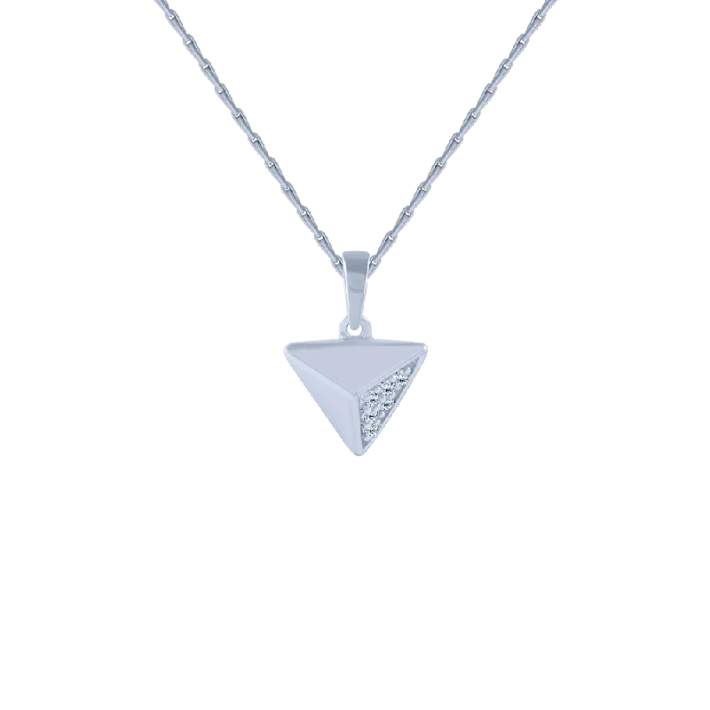 polished silver stellar necklace-14KT (585) White Gold And Diamond Pendant For Women