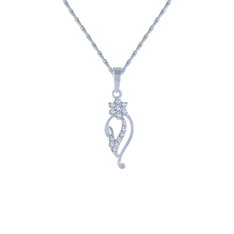 minimalist slope summit necklace-14KT (585) White Gold And Diamond Pendant For Women