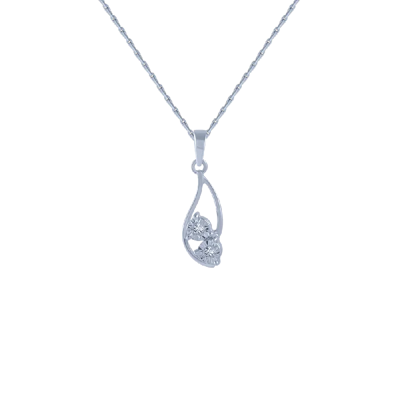 boho-inspired turquoise necklace-14KT (585) White Gold And Diamond Pendant For Women