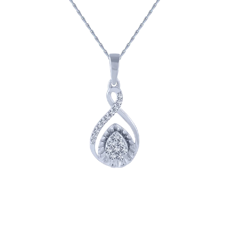 minimalist peak crest necklace-14KT (585) White Gold And Diamond Pendant For Women