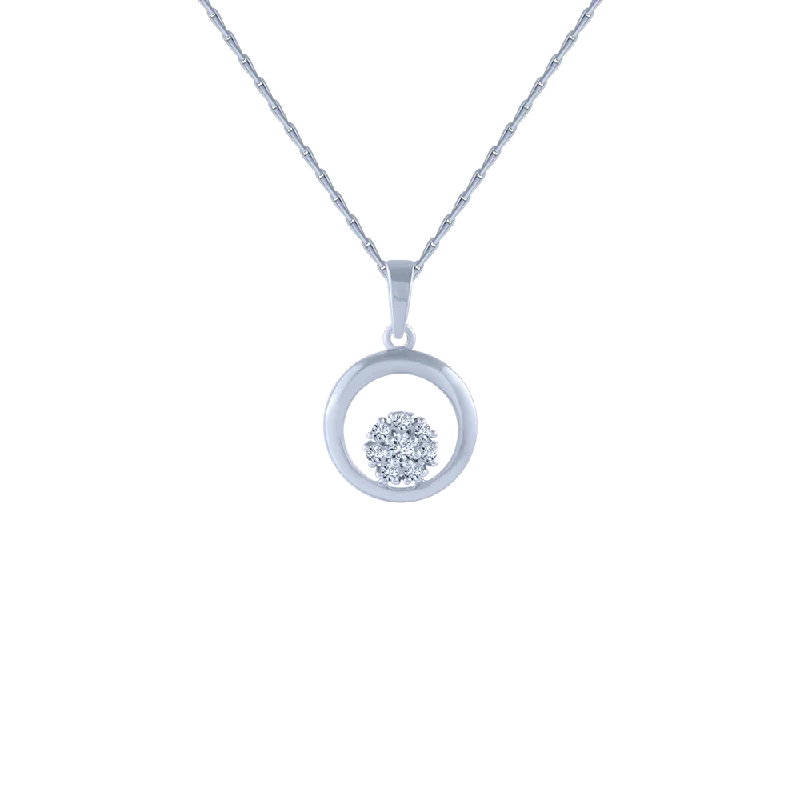 polished silver stellar necklace-14KT (585) White Gold And Diamond Pendant For Women