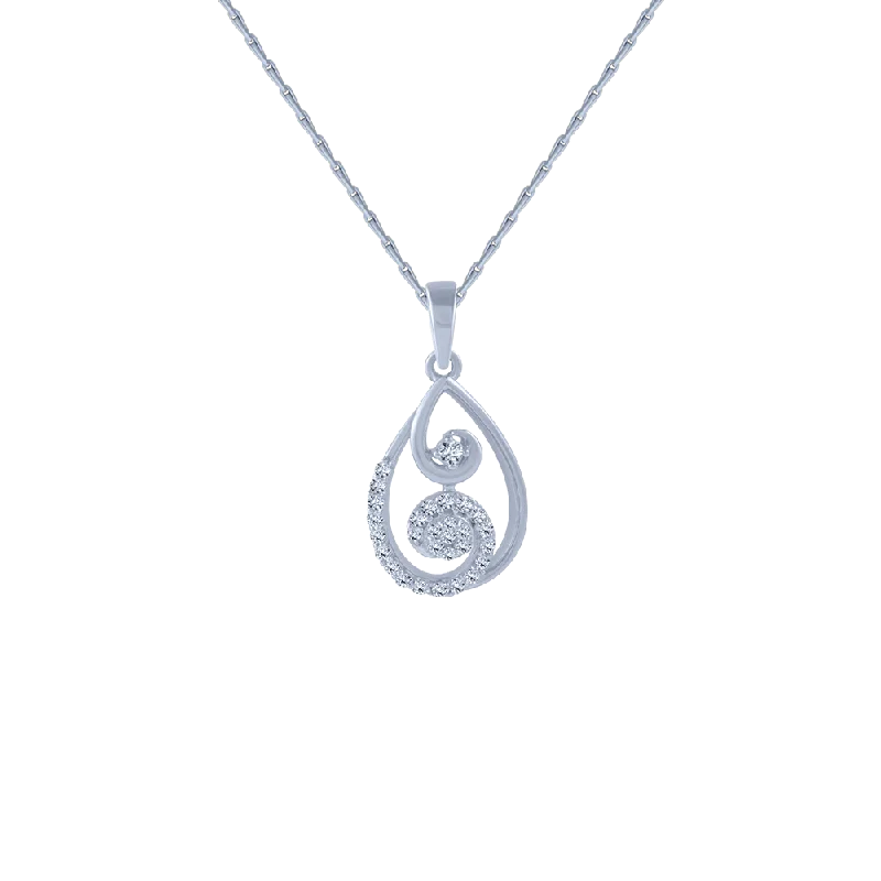 bold opal summit peak necklace-14KT (585) White Gold And Diamond Pendant For Women