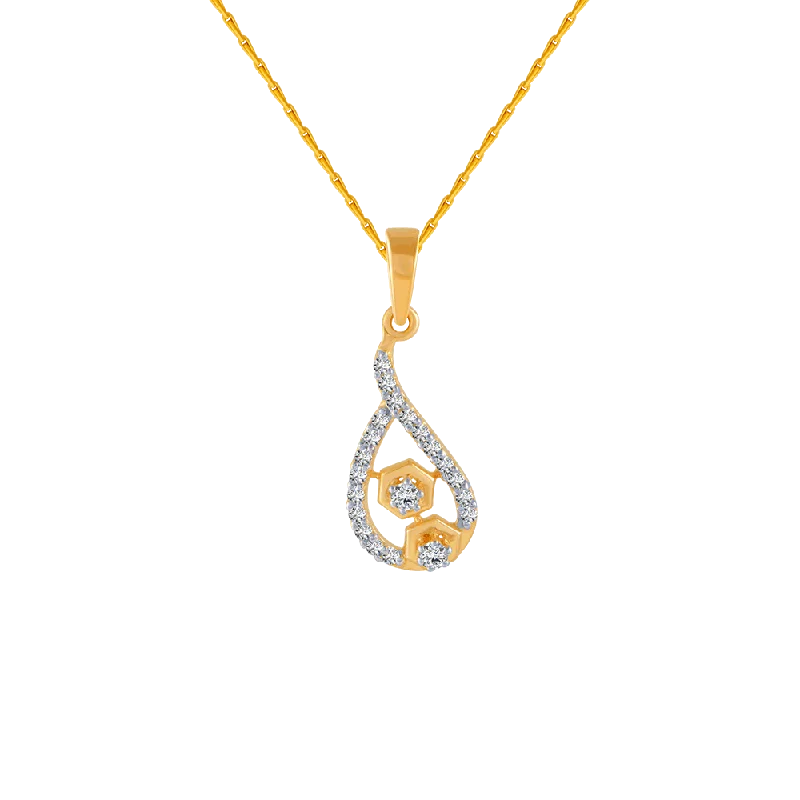 minimalist curve peak necklace-14KT (585) Yellow Gold And Diamond Pendant For Women