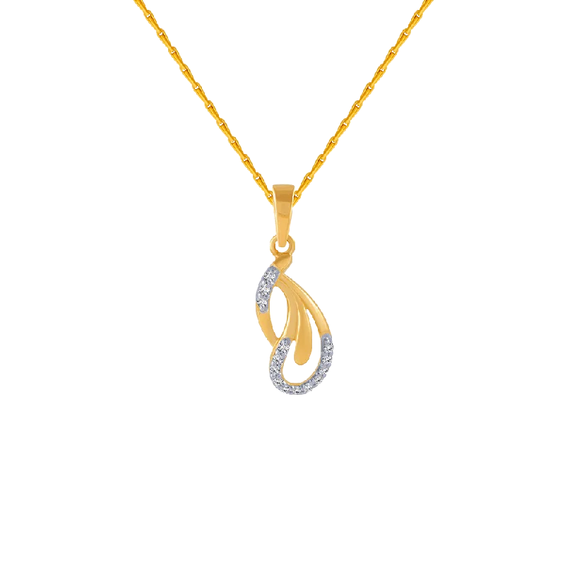 bold pentagonal topaz necklace-14KT (585) Yellow Gold And Diamond Pendant For Women