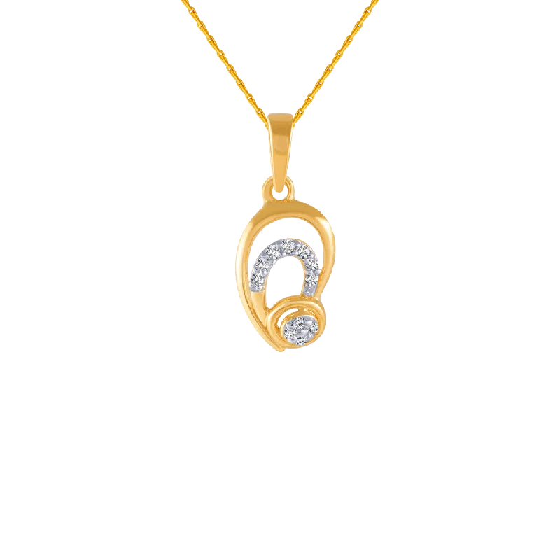 raw turquoise accent necklace-14KT (585) Yellow Gold And Diamond Pendant For Women