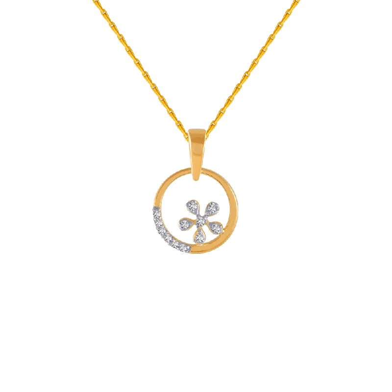 inscribed dynasty chain necklace-14KT (585) Yellow Gold And Diamond Pendant For Women