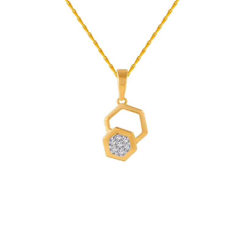 rustic copper chain necklace-14KT (585) Yellow Gold And Diamond Pendant For Women