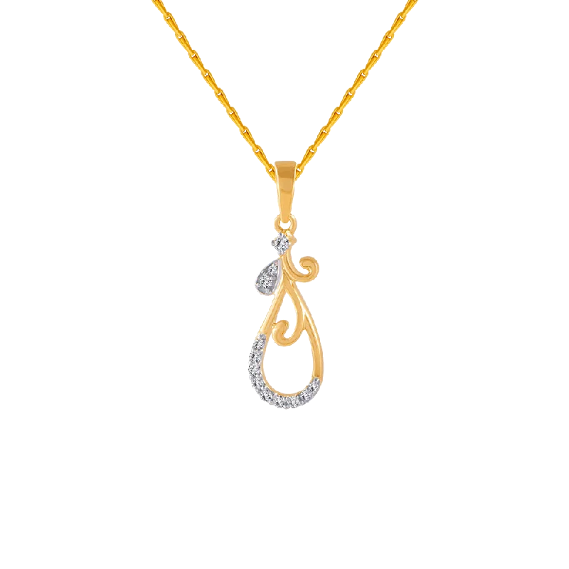 art deco sapphire necklace-14KT (585) Yellow Gold And Diamond Pendant For Women