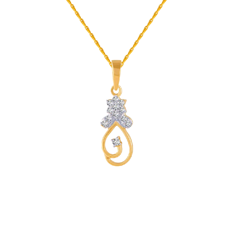 bohemian peak summit necklace-14KT (585) Yellow Gold And Diamond Pendant For Women