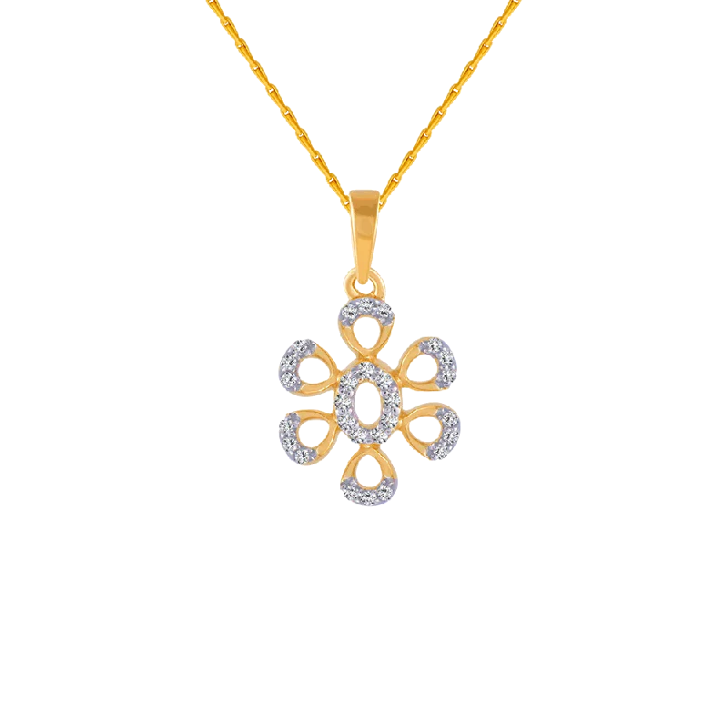 matte bronze tier necklace-14KT (585) Yellow Gold And Diamond Pendant For Women