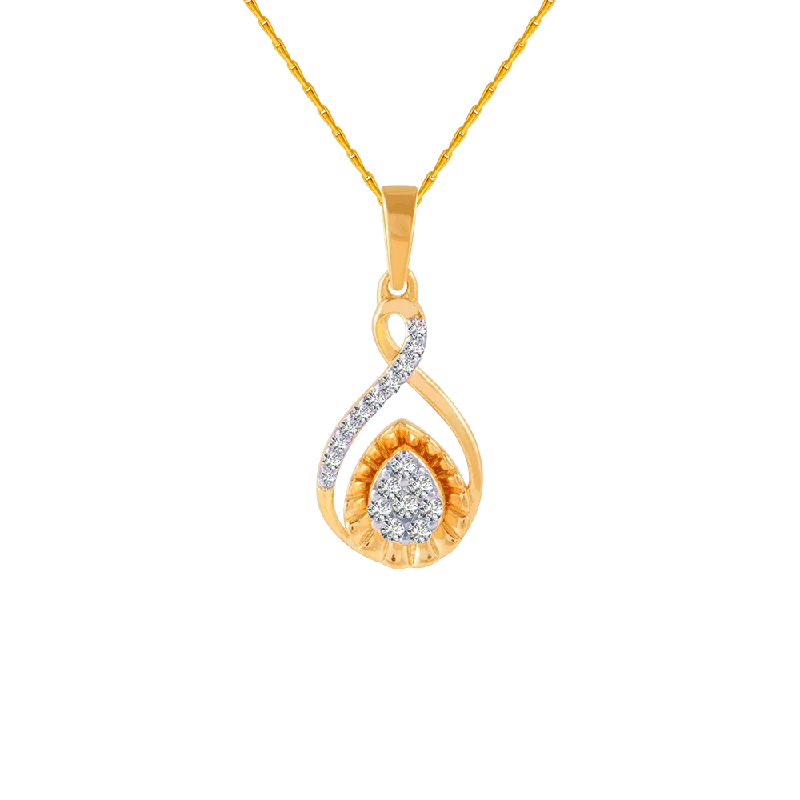 raw amethyst statement necklace-14KT (585) Yellow Gold And Diamond Pendant For Women