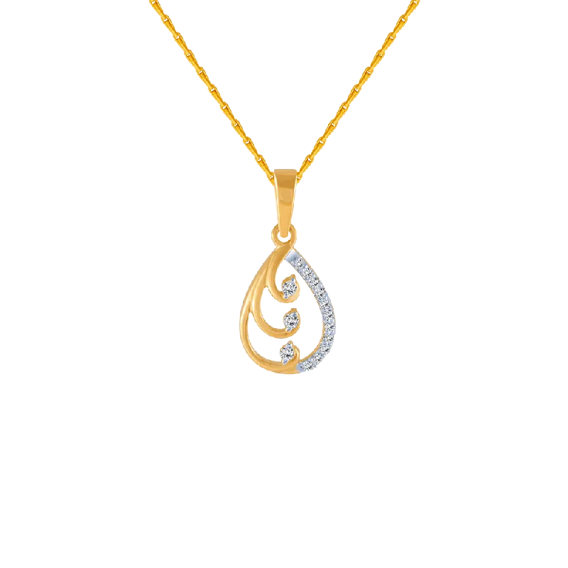 nature-themed willow necklace-14KT (585) Yellow Gold And Diamond Pendant For Women