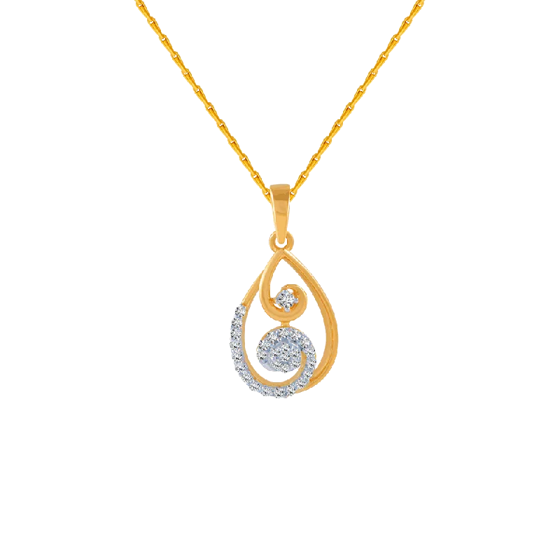 nature-themed ridge peak necklace-14KT (585) Yellow Gold And Diamond Pendant For Women