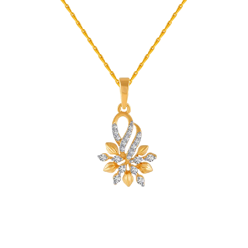 matte copper chain necklace-14KT (585) Yellow Gold And Diamond Pendant For Women