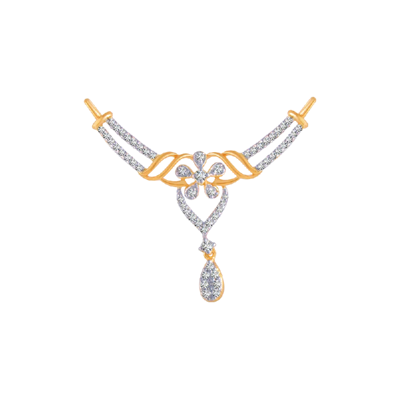 radiant trillion-cut pendant necklace-14KT (585) Yellow Gold And Diamond Pendant For Women