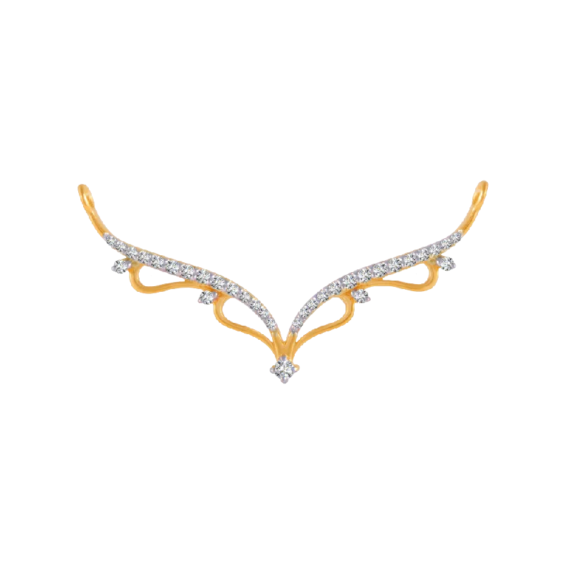 nature-themed ridge peak necklace-14KT (585) Yellow Gold And Diamond Pendant For Women