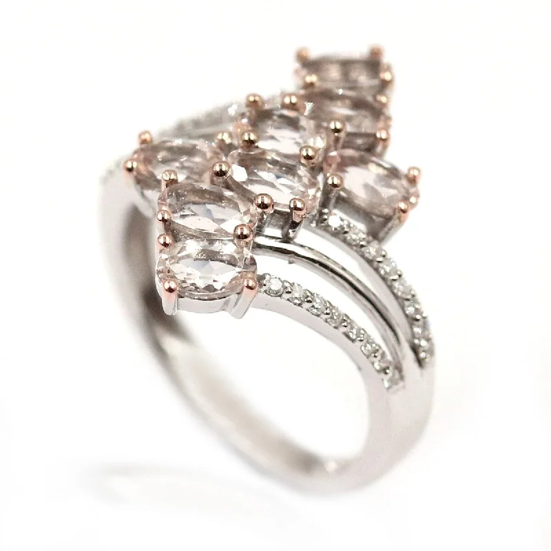 vintage-style opal ring-14KT White Gold Morganite and White Diamond Ring