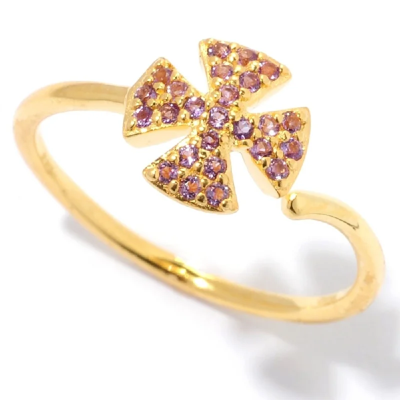 vintage-inspired ruby ring-18k Yellow Gold Plated Over Sterling Silver African Amethyst Ring