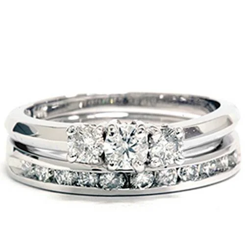 inscribed legacy ring-1ct Diamond Engagement Wedding Ring Set 3-Stone Channel Set Round Cut Solitaire