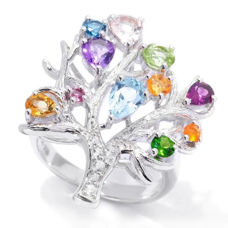 detailed filigree sapphire ring-2.21ctw Multi Gemstone Tree of Life Ring