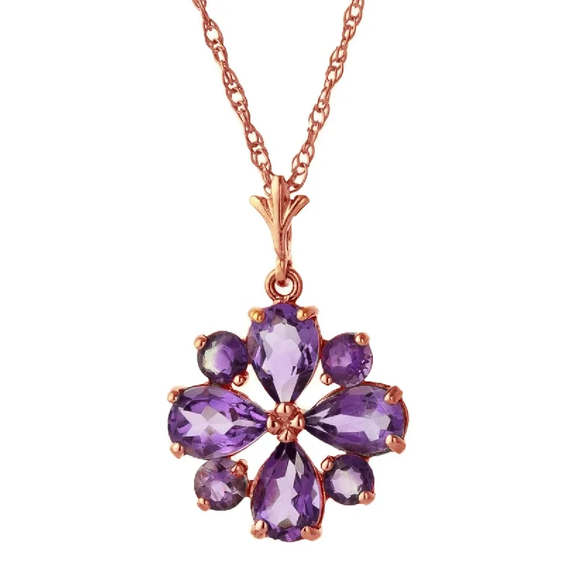 bold ruby layered necklace-2.43 Carat 14K Solid Rose Gold Fair Winter Amethyst Necklace