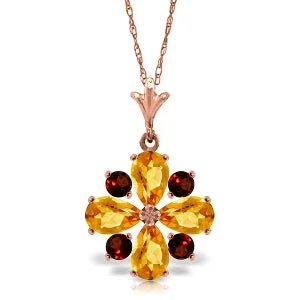 modern prong-set ruby necklace-2.43 Carat 14K Solid Rose Gold Passion Citrine Garnet Necklace