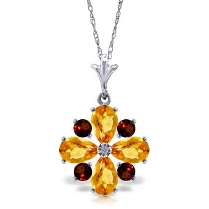 fifteen-stone drop necklace-2.43 Carat 14K Solid White Gold All The Kings Men Citrine Garnet Necklace