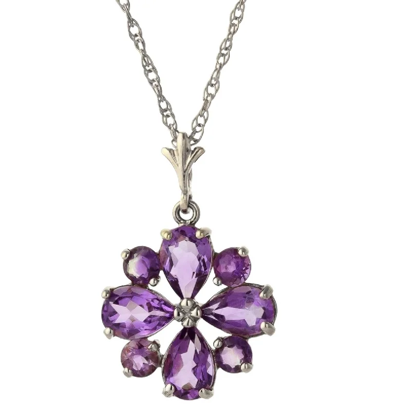 detailed filigree sapphire necklace-2.43 Carat 14K Solid White Gold Winter Twilight Amethyst Necklace