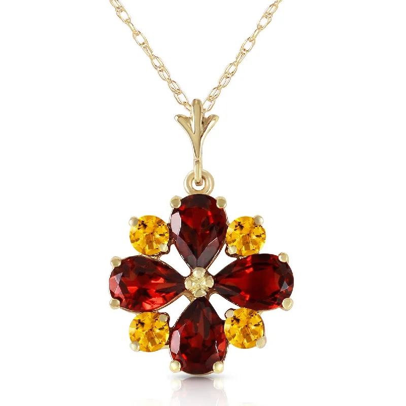 bohemian peak summit necklace-2.43 Carat 14K Solid Yellow Gold Irrestible Garnet Citrine Necklace