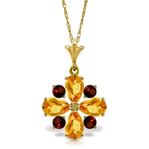 striking ruby cluster necklace-2.43 Carat 14K Solid Yellow Gold Piercing Gaze Garnet Citrine Necklace