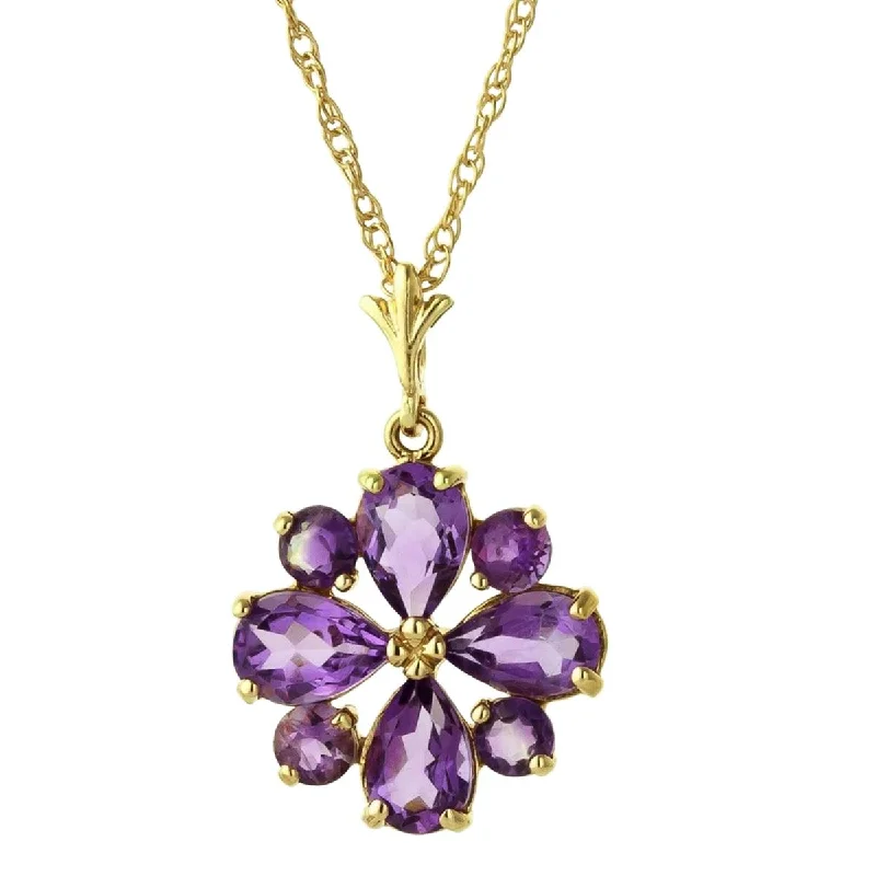 minimalist ridge peak necklace-2.43 Carat 14K Solid Yellow Gold Testimony Of Love Amethyst Necklace