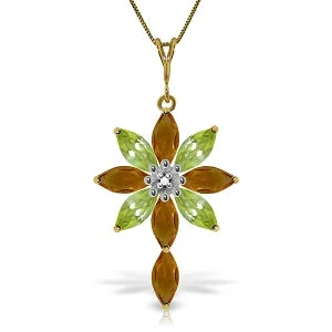 bold ruby summit peak necklace-2 Carat 14K Solid Yellow Gold Necklace Diamond, Citrine Peridot