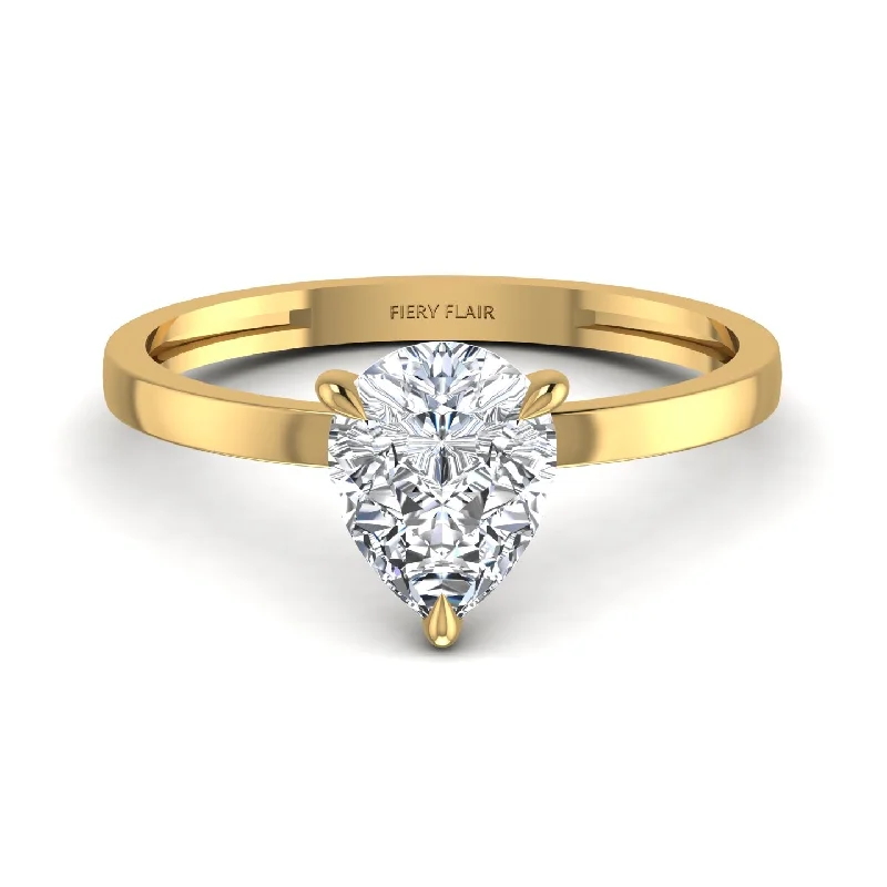 minimalist summit crest ring-2CT Exquisite Pear Cut Lab Diamond Ring