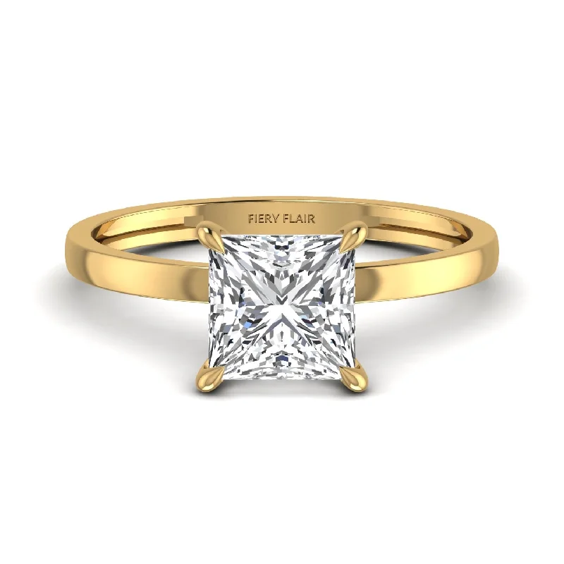 modern contoured band ring-2CT Princess Cut Lab Diamond Ring