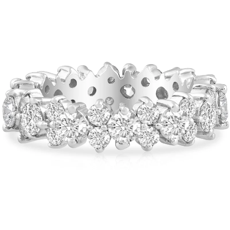 minimalist peak crest ring-3 1/4ct Diamond Eternity Ring Lab Grown Wedding Stackable Band 14K White Gold