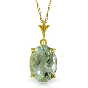 inscribed dynasty chain necklace-3.2 Carat 14K Solid Yellow Gold Distant Places Green Amethyst Necklace