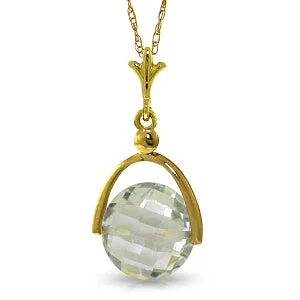 bohemian crest summit necklace-3.25 Carat 14K Solid Yellow Gold Necklace Checkerboard Cut Green Amethyst