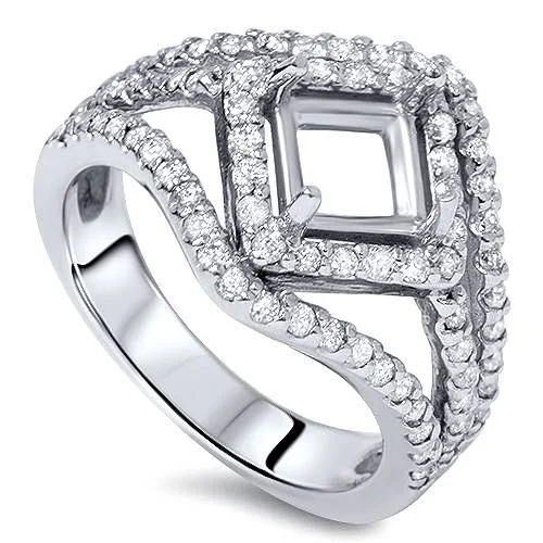 minimalist peak crest ring-3/4ct Fancy Princess Cut Diamond Engagement Setting