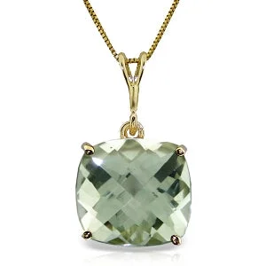 fifteen-stone drop necklace-3.6 Carat 14K Solid Yellow Gold Necklace Natural Checkerboard Cut Green Amethyst