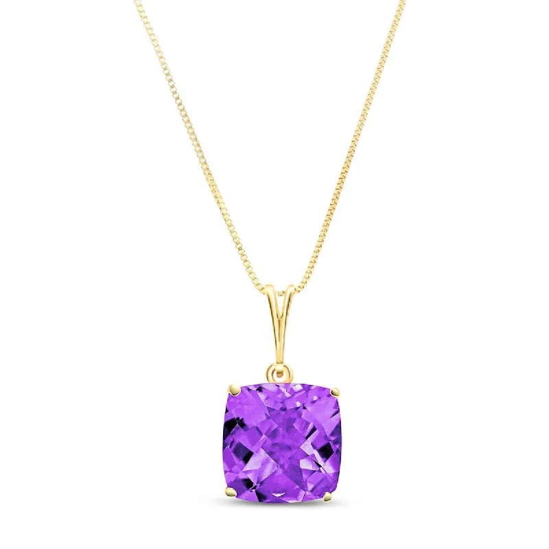 modern prong-set ruby necklace-3.6 Carat 14K Solid Yellow Gold Necklace Natural Checkerboard Cut Purple Amethyst