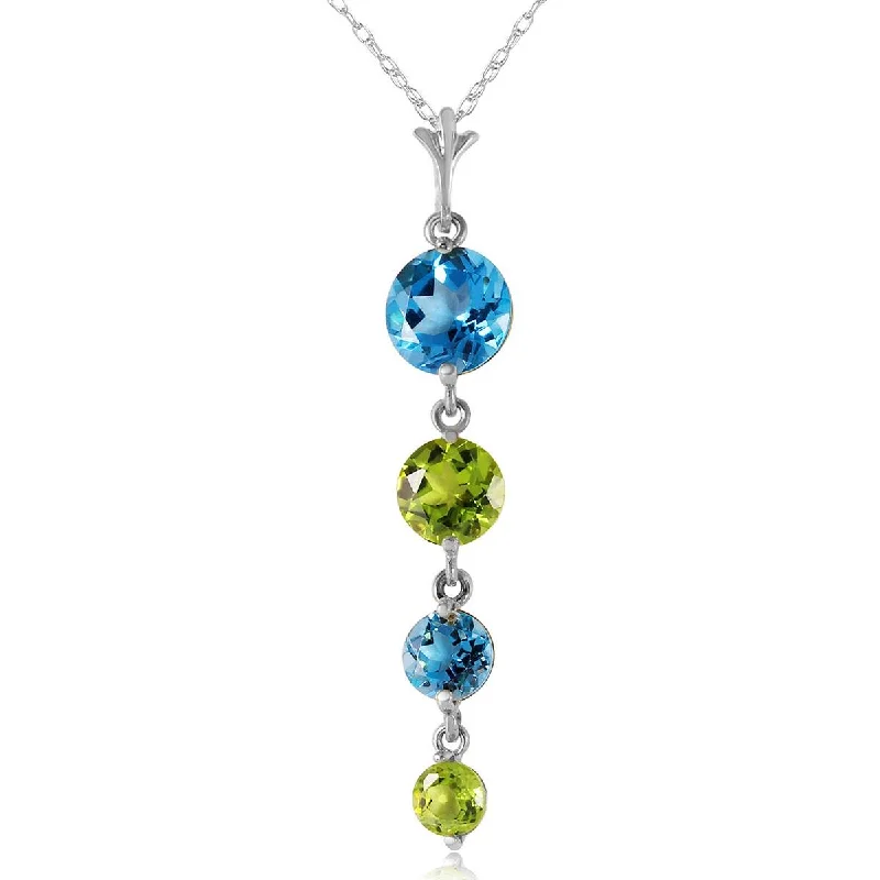 rustic ruby beaded necklace-3.9 Carat 14K Solid White Gold Please Nod Blue Topaz Peridot Necklace