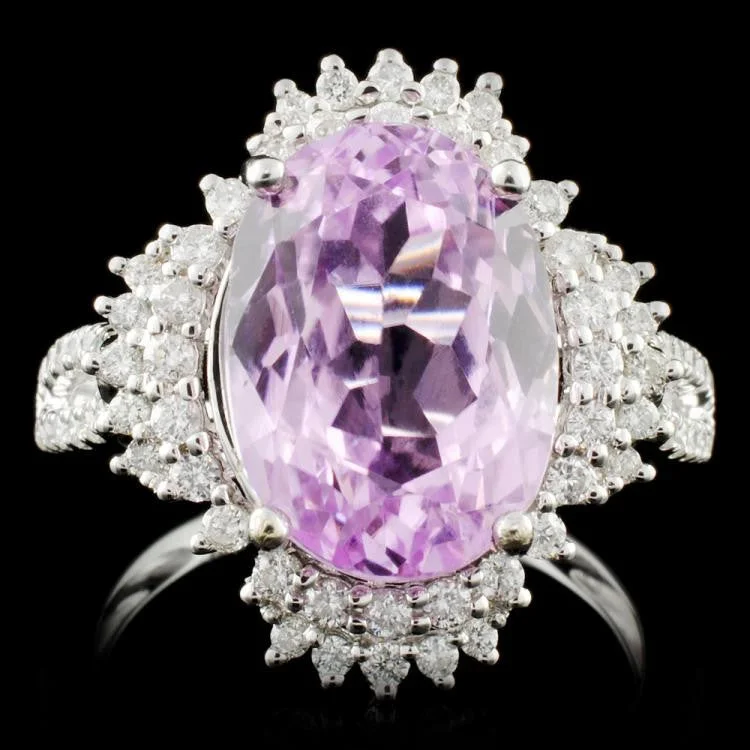 detailed filigree sapphire ring-5.02 ct Kunzite and 0.69 ctw Diamond 14K White Gold Ladies Ring by Michael Christoff